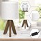 Nordic Style Tripod Desk Lamp, Rustic Linen Shade Wooden Nightstand Lamp for Home Bedroom DecorShort Description